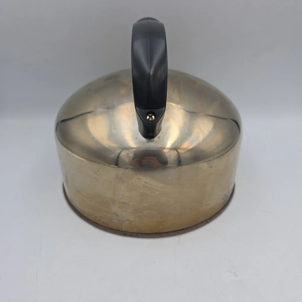 REVERE WARE Copper Bottom Stainless Steel Tea Kettle VTG Whistling